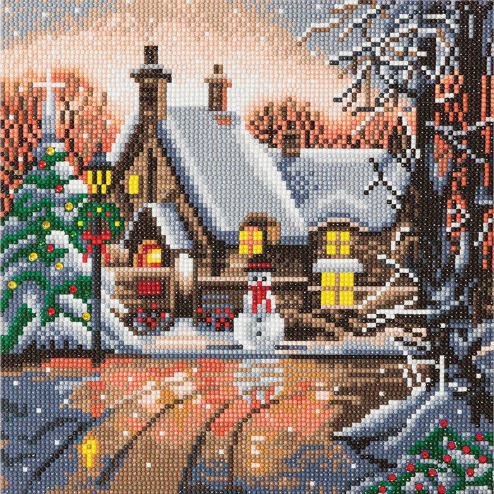 Crystal Art - CA Kit (Medium) - Snowman Cottage - Limolin 