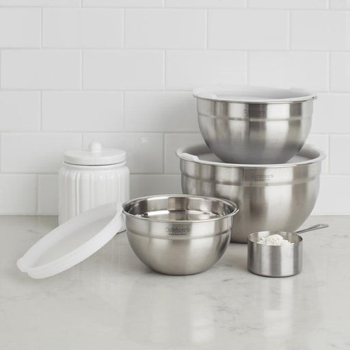 Cuisinart - Set Stainless Steel Mixing Bowls W/White Lid-3 items