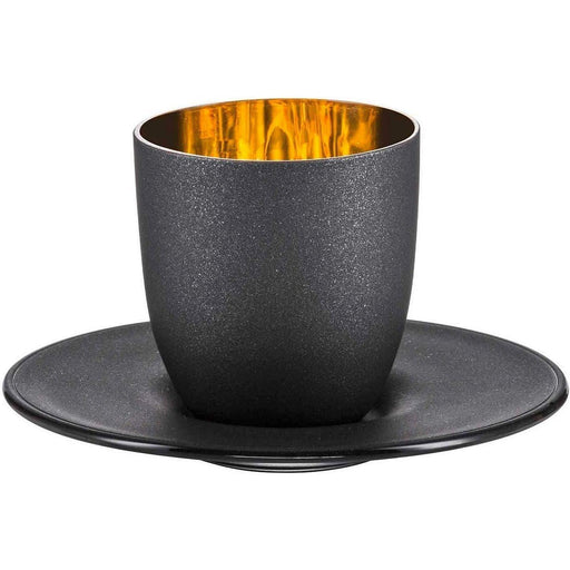 Eisch - Cosmo Espresso with saucer in gift tube - Black - Limolin 