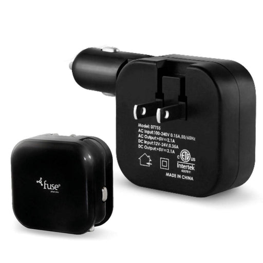 Fuse - 2in1 Wall and Car Charger 2Port 2.1Amp Foldable Prongs & Cigarette Lighter Adapter - Limolin 