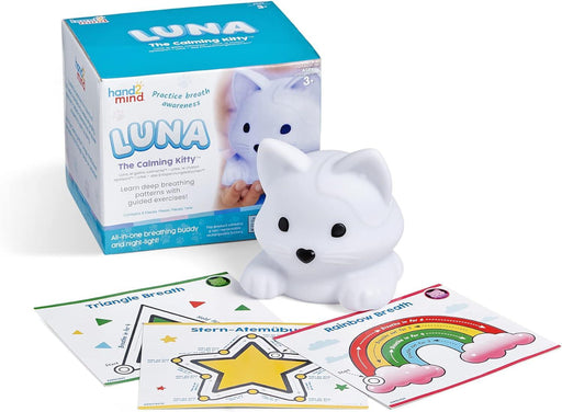 Hand 2 Mind - Luna The Calming Kitty- Learn Deep Breathing, Rechargeable Animal Night Light, Kids Anxiety Relief, Mindfulness for Kids, Calm Down Corner Supplies, Social Emotional Learning Activities