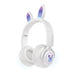 HyperGear - Headphones Bluetooth Bunny Tracks Built in Mic Soft Memory Foam Ear Cushions Foldable Design 10hr Play Time - White