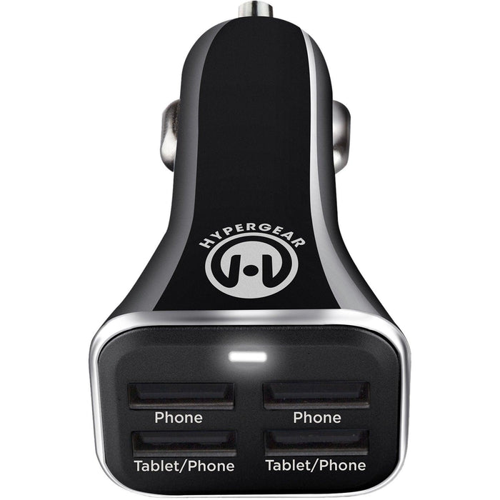 HyperGear - Car Charger 4 Port USB-A 6.8Amp Rapid Charge - Black