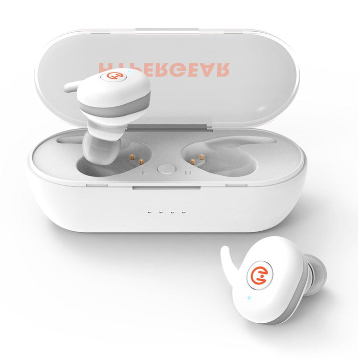 HyperGear - Earbuds Bluetooth Active True Wireless Sweat Proof Secure Fit Quick Pair Technology Charging Case 15Hr Playtime - White