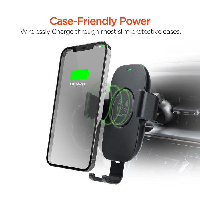 HyperGear - Gravity 15W Wireless Fast Charging Mount | Vent + Dashboard + Windshield | Black