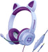 HyperGear - Gaming Headset with Boom Mic Kombat Kitty Safe Volume and Mute Controls with Kitty Ears 3.5mm Portable Tangle Free Cable - Purple