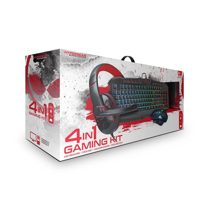 HyperGear - Red Dragon Gaming Kit 4-in-1 Value Bundle Includes RGB Keyboard 2400dpi Gaming Mouse Gaming Headphone with Noise Cancelling Mic Large Gaming Mouse Pad