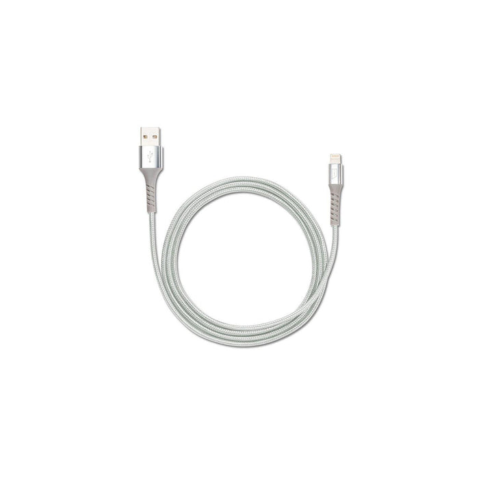 iStore - iStore Charge & Sync Lightning to USB-A 4ft MFI Alloy Aluminum Flex Reinforced Cable - Silver Chrome - Limolin 