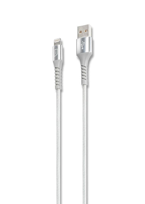 iStore - iStore Charge & Sync Lightning to USB-A 4ft MFI Alloy Aluminum Flex Reinforced Cable - Silver Chrome
