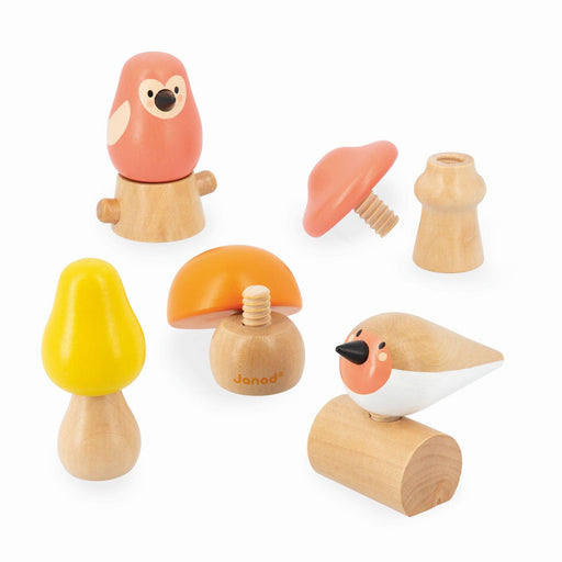 Janod - Birds And Mushrooms Screw Toys (Mult)