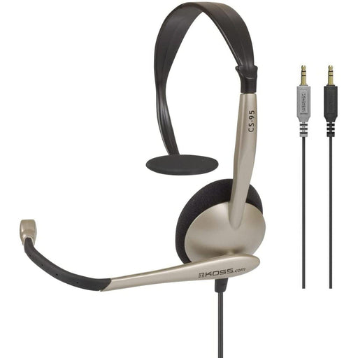 Koss - Headset CS95 Mono with Boom Mic Dual Plug 3.5mm Noise Cancelling USB 8ft Cord - Limolin 