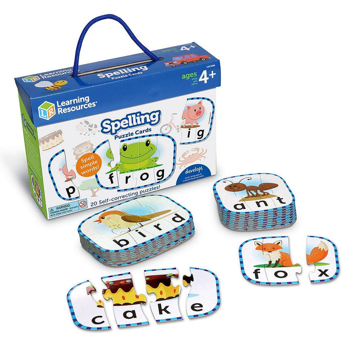 Learning Resources - Puzzle Cards - Spelling 3 & 4 Letter Words - Limolin 