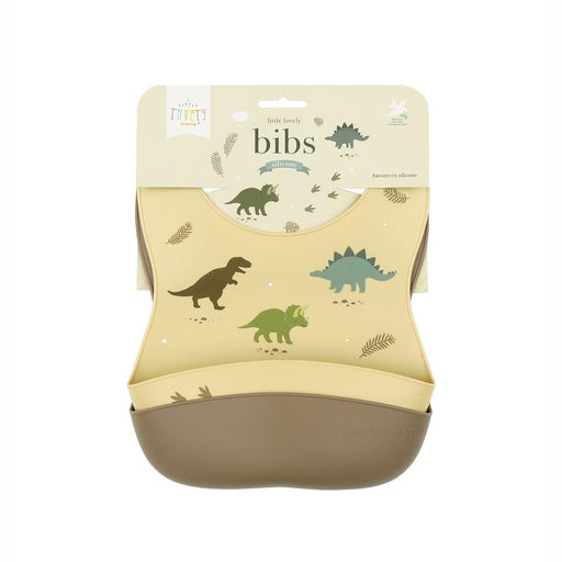 Little Lovely - Sets of 2 Silicone Bibs - Dinosaurs - Limolin 