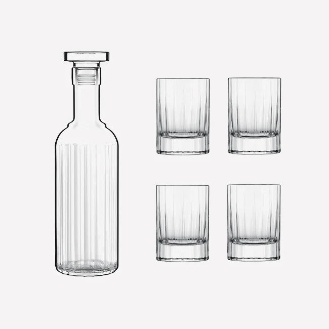 Luigi Bormioli - Bach - 5 Pieces Spirits Bottle Set With Airtight Glass Stopper - Limolin 