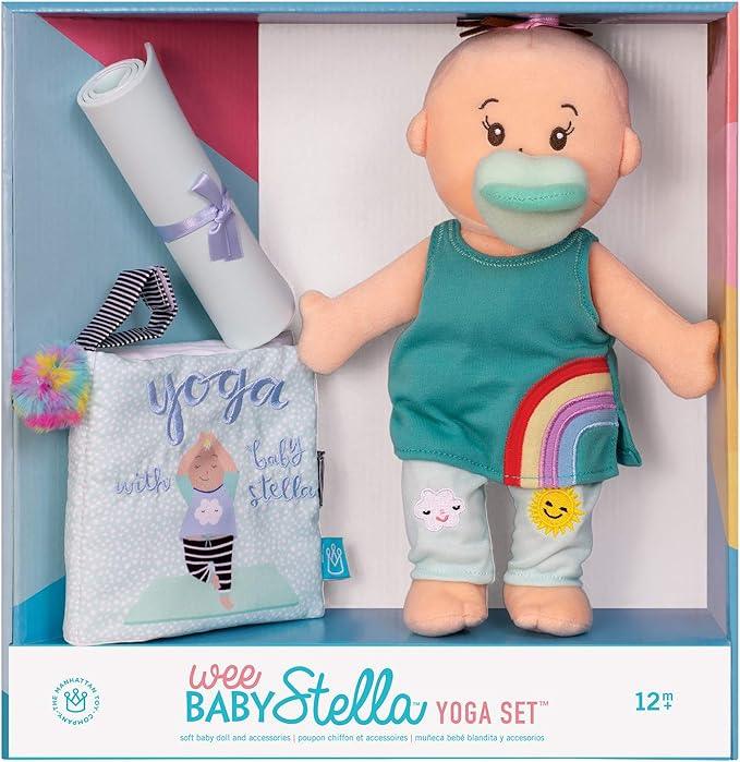 Manhattan Toy - Wee Baby Stella Peach With Brown Hair Yoga Set