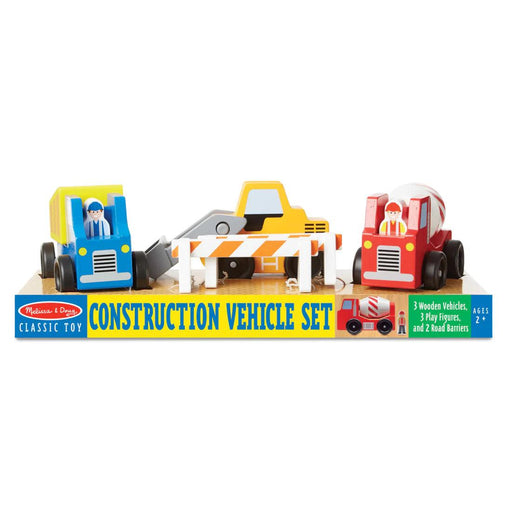 Melissa & Doug - Classic Wooden Toy Construction Vehicle Set