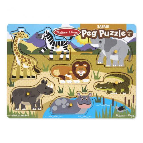 Melissa & Doug - Puzzle - Wood - 8Pc Peg - Safari (8L)