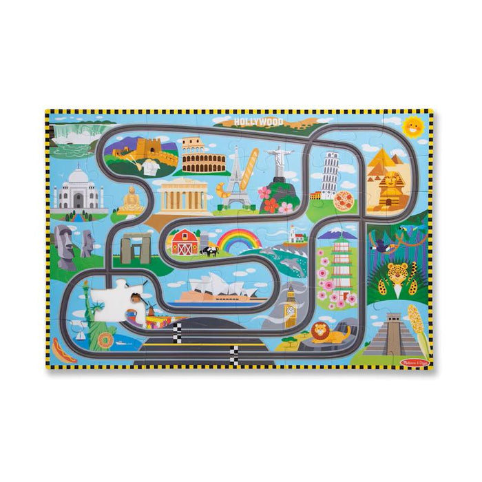 Melissa & Doug - Race Track Floor Puzzle & Play Set (6L)