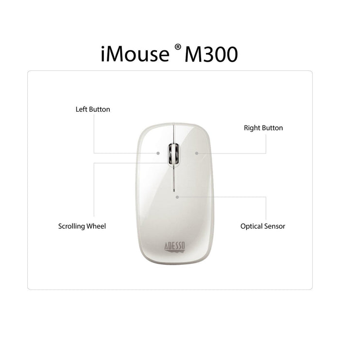 Mouse Bluetooth 30 M300W 2 Button PC/Mac - White