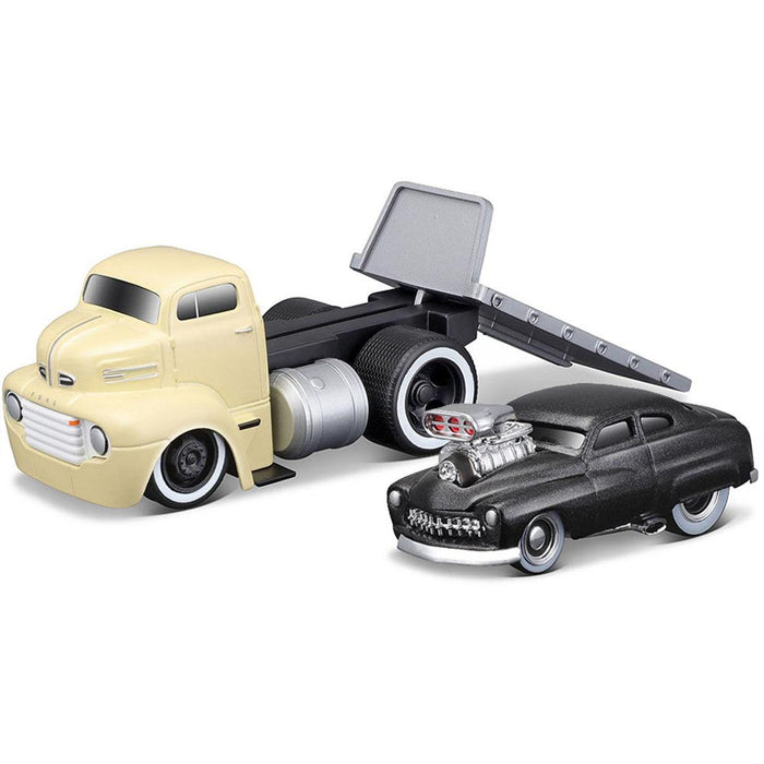 Muscle Machines - Model 05 1950 Ford COE Flatbed & 1949 Mercury Model 05 1/64 Die Cast Model Cars Toy