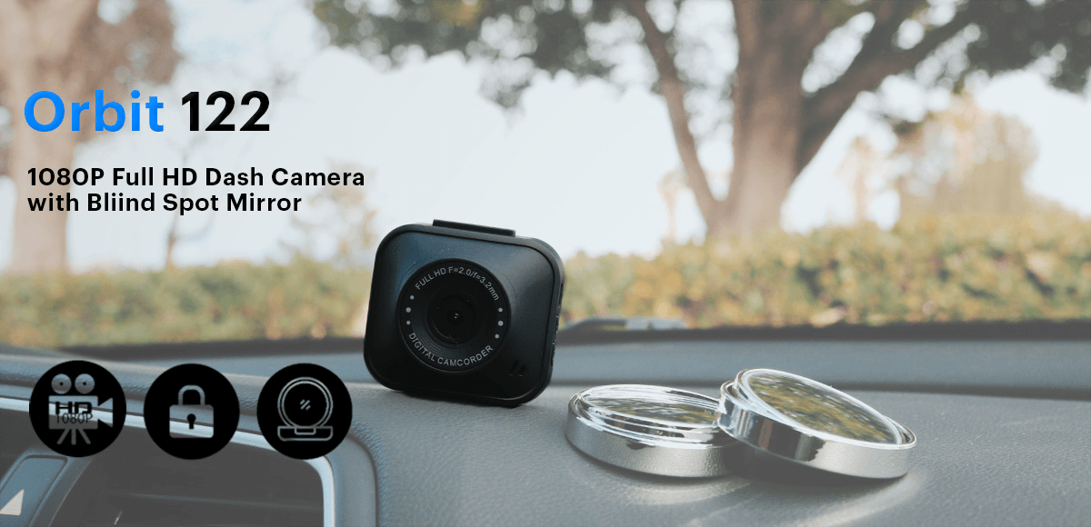 myGEKOgear - Dashcam - Orbit 122 1080p HD with Blind Spot Mirrors 120 Degree Wide Angle G-Sensor 8GB MicroSD Included (support up to 32GB) - Black
