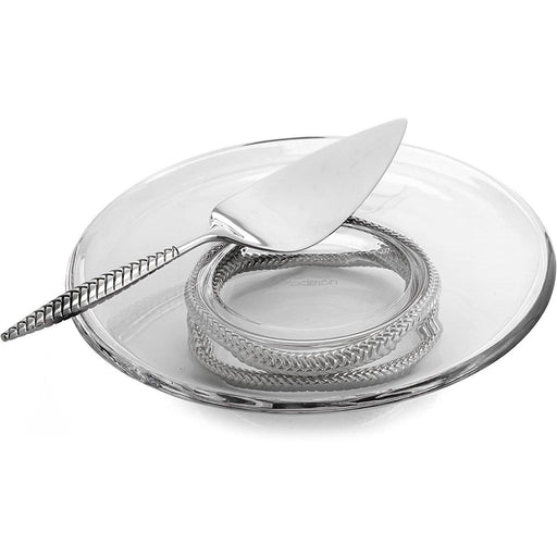 Nambe - Braid Pedestal Cake Plate With Server - Limolin 