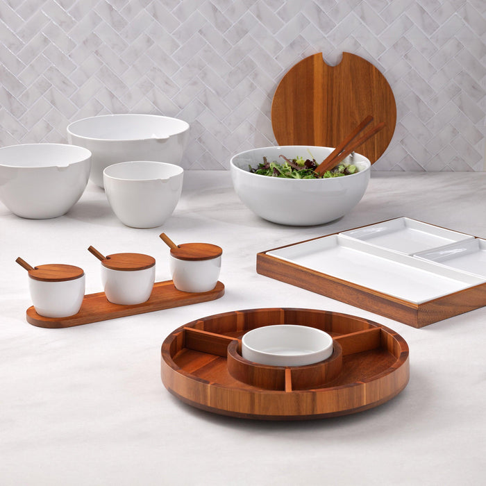 Nambe - Duets Salad Bowl With Lid & Servers