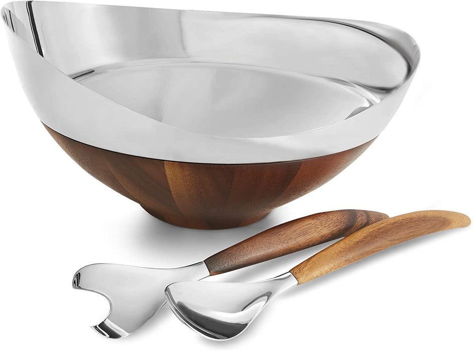 Nambe - Pulse Salad Bowl With Servers - Limolin 