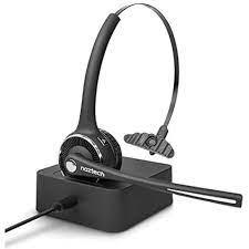 Naztech - Bluetooth Headset Mono N980 with Boom Mic Noise Cancelling - Charging Standincluded