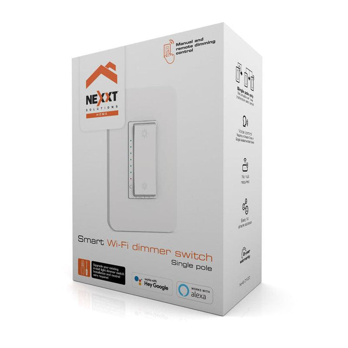 Nexxt - Smart Home Wifi Dimmer Switch Single Pole Voice Control Alexa/Google - Manual & Remote Dimming - White - Limolin 