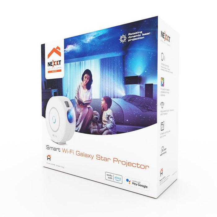 Nexxt - Smart Home Wifi Galaxy Star Projector - Project Galaxy Images and Colourful Lights - Voice Control Alexa/Google - White - Limolin 