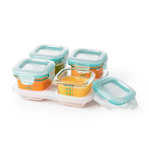 Oxo Tot - Glass Baby Blocks - Turquoise - 4oz - Limolin 