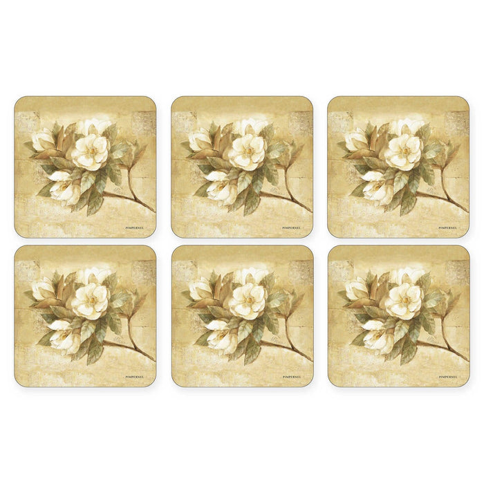 Pimpernel - Sugar Magnolia 4"x4" Coasters (Set of 6) - Limolin 