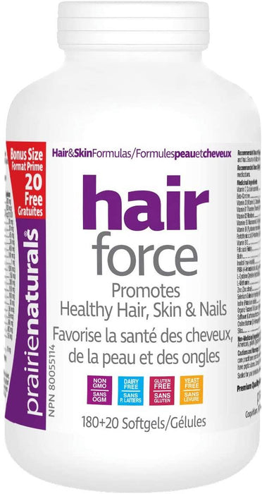 Prairie Naturals - Hair force - 180 softgel Plus 20 Bonus - Limolin 