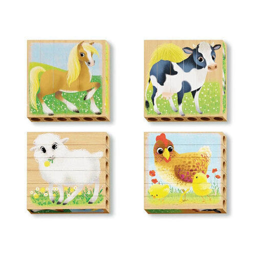Quercetti - Play Bio - Wooden Puzzles - Farm Animals - 4 Pz - Limolin 