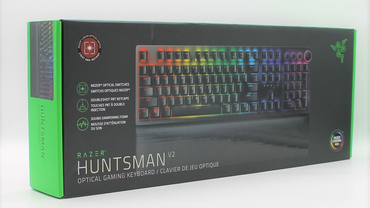 Razer - Gaming Keyboard Wired Huntsman V2 Linear Red Switch With Sound Dampening Foam Chroma Rgb - Black
