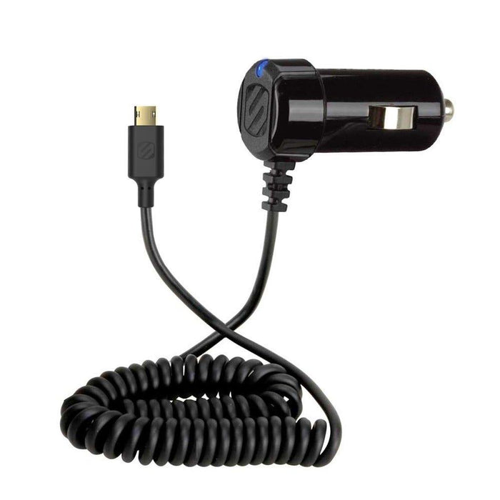Scosche - Car Charger Micro USB with EZ Tip 12 Watts Black Hard Wired Coil - Limolin 