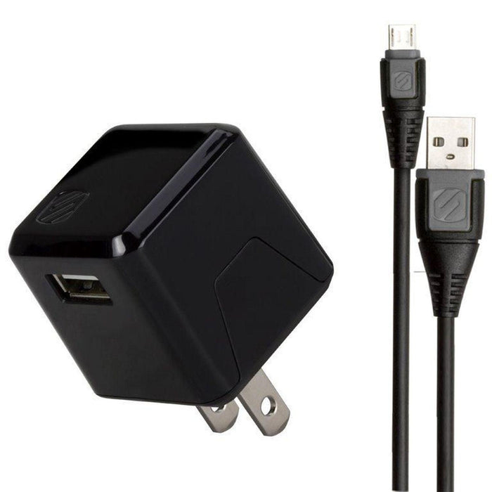 Scosche - Wall Charger 1 Port 12W with Lightning/Micro USB MFI to USB-A 3ft Cable Black - Limolin 