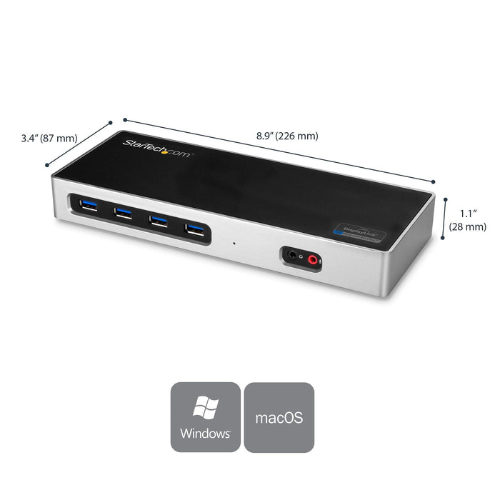 StarTech - Docking Station Dual Monitor USB-A & USB-C HDMI & DisplayPort-Piece/Mac - Black & Silver - Limolin 