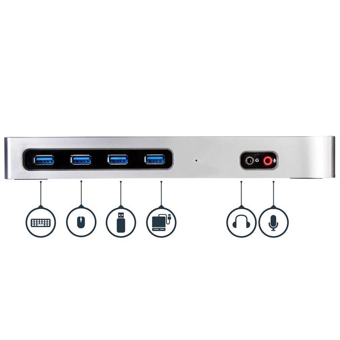 StarTech - Docking Station Dual Monitor USB-A & USB-C HDMI & DisplayPort-Piece/Mac - Black & Silver - Limolin 