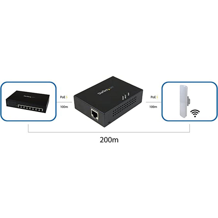 StarTech - Network 1 - Port Gigabit PoE+ Extender 330 - Black (POEEXT1GAT) - Limolin 