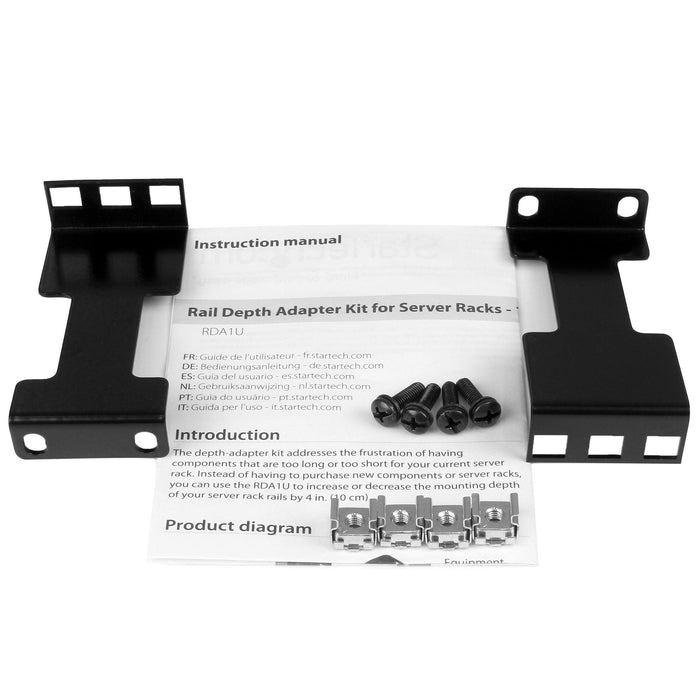 StarTech - Server Rail Depth Adapter Kit 1U For Server Racks - Black - Limolin 