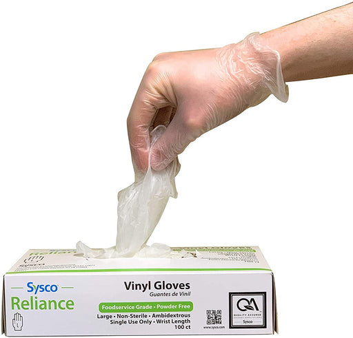Sysco - Reliance Vinyl Gloves L (Box of 100) Powder Free Clear No Returns PPE - Limolin 