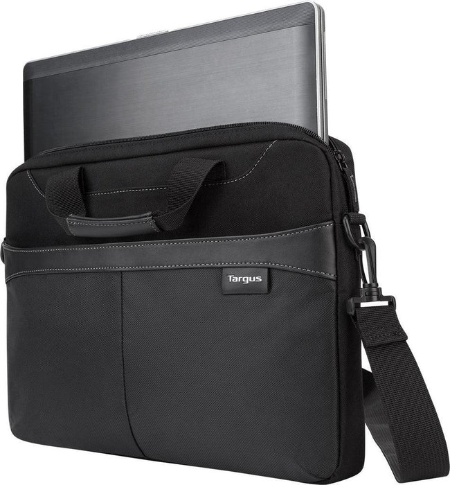 Targus - Laptop Bag 156in Business Casual Slipcase with Shoulder Strap Luggage Pass Through - Black (TSS898)