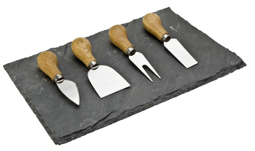 Taylors Eye Witness - 4 pc Cheese Knife set Oak Hndl with Slate board - Limolin 