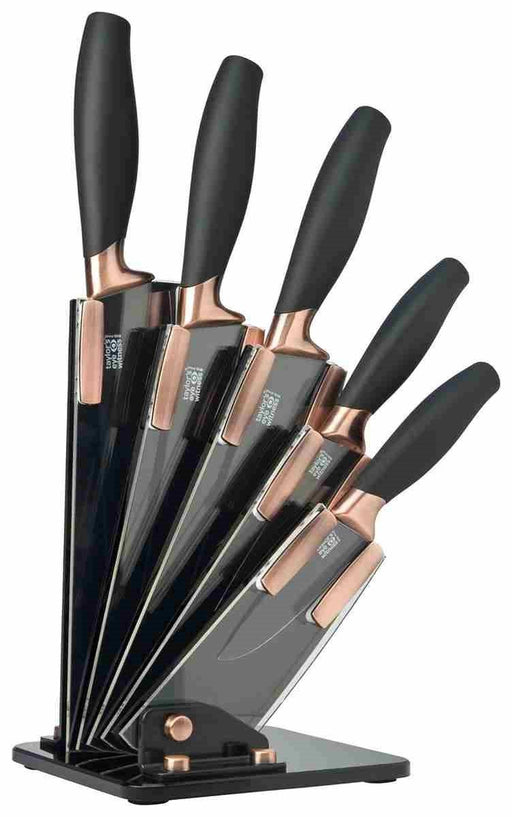 Taylors Eye Witness - 5pc Brooklyn Copper Fan Shaped Knife Block set - Limolin 