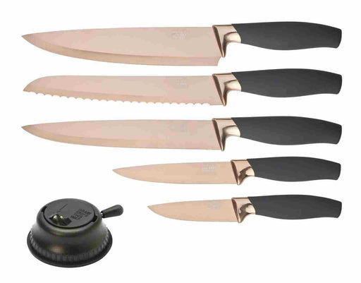 Taylors Eye Witness - 5pc Brooklyn Rose Gold TitaniumPresentation box set - With bonus knife sharpener - Limolin 