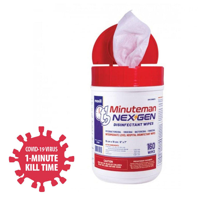 tb Minuteman - Nexgen Wipes Hospital Grade Disinfectant Tub 160 Health Canada Approved No Returns PPE - Limolin 
