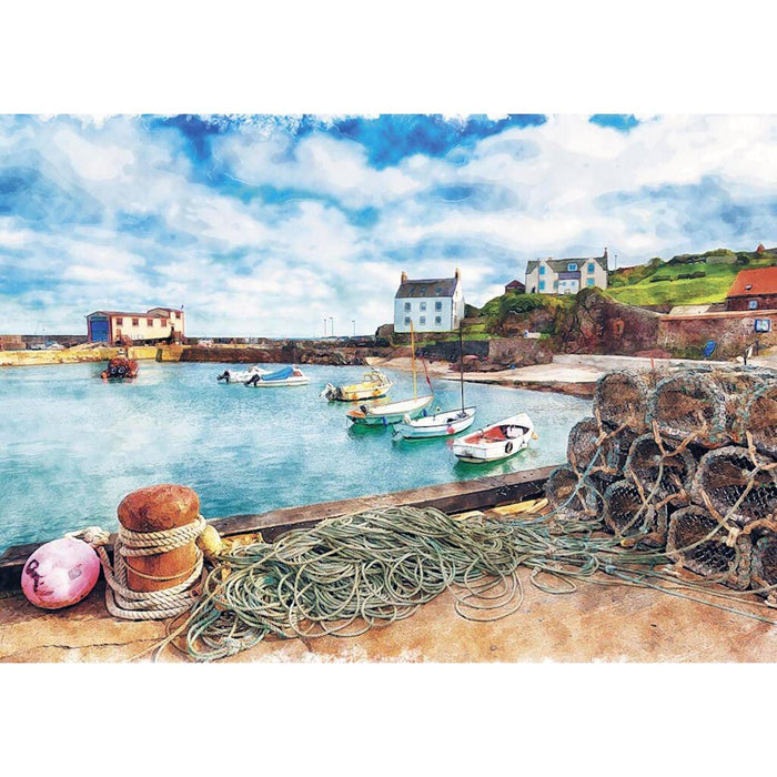 Trefl - Watercolor Boat & Fishnet (500-Piece Puzzle) - Limolin 