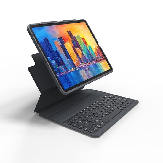 Zagg - iPad 12.9in 2021/2020/2019/2018 Bluetooth Keyboard Case Multi - Device Pairing - Charcoal
